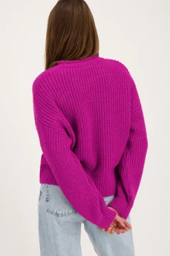 My Jewellery Pull Oversize En Maille Avec Col Montant Violet Discount