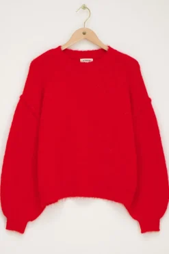 My Jewellery Pull Oversize à Manches Ballon Rouge Discount