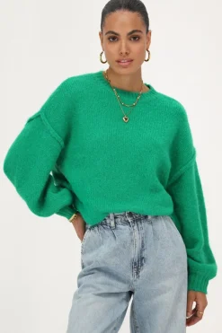 My Jewellery Pull Oversize à Manches Ballon Vert Best