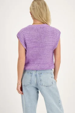 My Jewellery Pull Sans Manches En Maille Violet Outlet