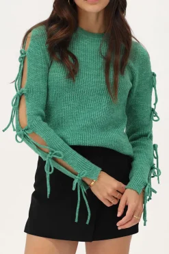 My Jewellery Pull Vert Avec Nœuds Sur Les Manches Hot