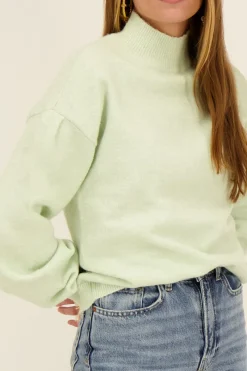 My Jewellery Pull Vert Menthe à Manches Plissées Amples Online