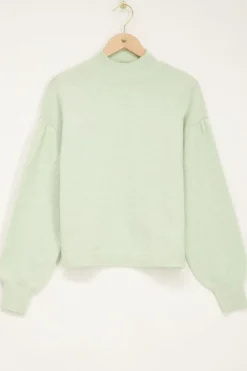My Jewellery Pull Vert Menthe à Manches Plissées Amples Online