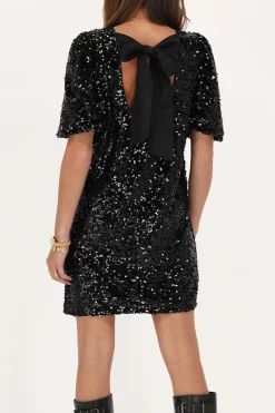 My Jewellery Robe à Paillettes Noires Avec Nœud Dans Le Dos Online