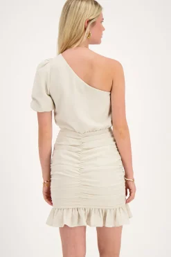 My Jewellery Robe à Une épaule En Lin Beige Discount