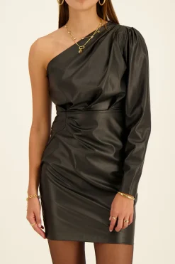 My Jewellery Robe Asymétrique En Similicuir Noir Fashion