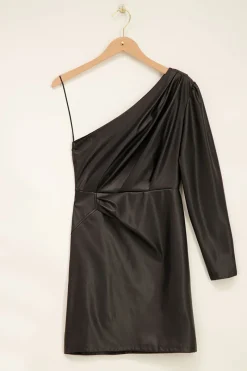 My Jewellery Robe Asymétrique En Similicuir Noir Fashion