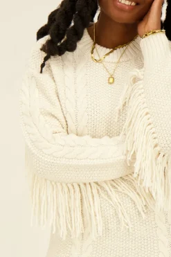 My Jewellery Robe Beige En Maille à Franges Clearance