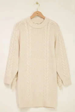My Jewellery Robe Beige En Maille à Franges Clearance