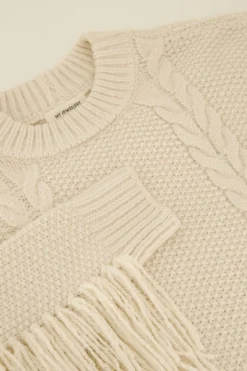 My Jewellery Robe Beige En Maille à Franges Clearance