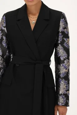My Jewellery Robe Blazer Noire Avec Manches En Jacquard Sale
