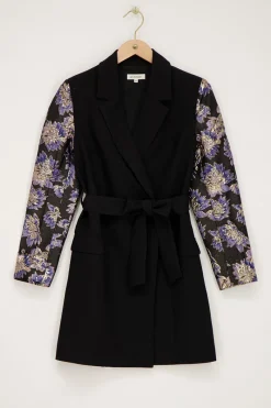 My Jewellery Robe Blazer Noire Avec Manches En Jacquard Sale
