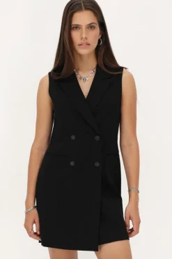 My Jewellery Robe Blazer Noire Sans Manches Avec Col à Revers Discount