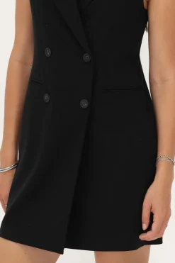 My Jewellery Robe Blazer Noire Sans Manches Avec Col à Revers Discount