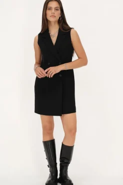 My Jewellery Robe Blazer Noire Sans Manches Avec Col à Revers Discount