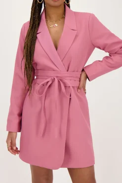 My Jewellery Robe Blazer Avec Ceinture Rose Clearance