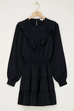 My Jewellery Robe Bleu Foncé Avec Broderies Et Volants Fashion