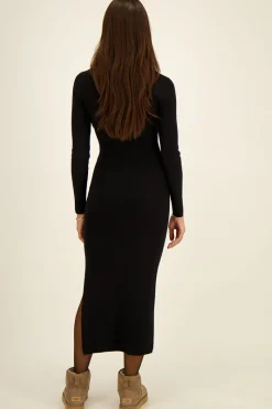My Jewellery Robe Bodycon Noire Avec Fente New