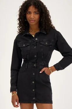 My Jewellery Robe Boutonnée En Denim Noir Clearance