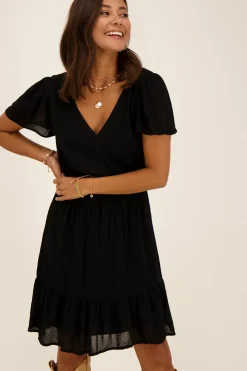 My Jewellery Robe Courte e Avec Encolure En V Noir Outlet