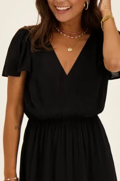 My Jewellery Robe Courte e Avec Encolure En V Noir Outlet