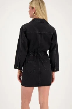My Jewellery Robe En Denim Noir Avec Col à Revers Outlet