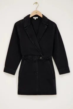My Jewellery Robe En Denim Noir Avec Col à Revers Outlet