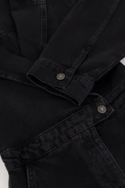 My Jewellery Robe En Denim Noir Avec Col à Revers Outlet