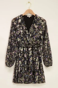 My Jewellery Robe En Jacquard Noir Avec Imprimé Doré Online