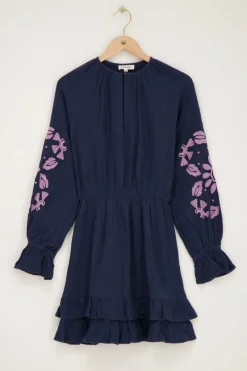 My Jewellery Robe En Mousseline Avec Broderie Lilas Bleu foncé Best
