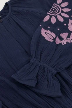 My Jewellery Robe En Mousseline Avec Broderie Lilas Bleu foncé Best