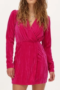 My Jewellery Robe En Velours Rose Col V Clearance
