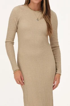 My Jewellery Robe Longue Avec Structure Et Fente Beige Sale
