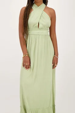 My Jewellery Robe Longue Verte En Lurex Vert olive/Vert Clearance