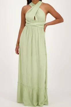 My Jewellery Robe Longue Verte En Lurex Vert olive/Vert Clearance