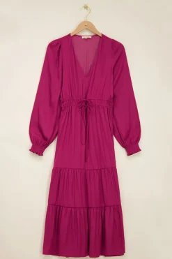 My Jewellery Robe Longue Violette Effet Satin Discount