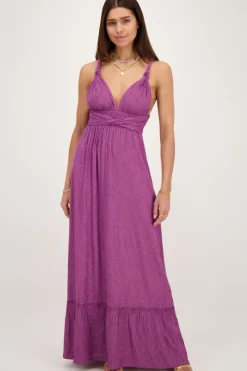 My Jewellery Robe Longue Violette En Lurex Violet/Violet foncé Best