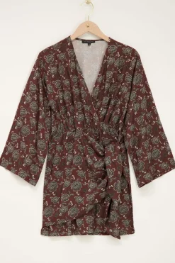 My Jewellery Robe Marron à Imprimé Floral Et Haut Cache-cœur Best
