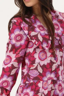 My Jewellery Robe Marron à Imprimé Floral Rose Sale