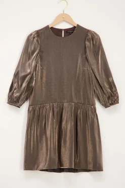 My Jewellery Robe Marron à Manches Ballon Fashion