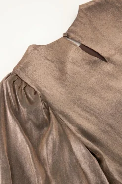 My Jewellery Robe Marron à Manches Ballon Fashion