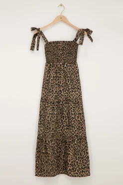 My Jewellery Robe Midi Avec Smock Et Imprimé Léopard Clearance