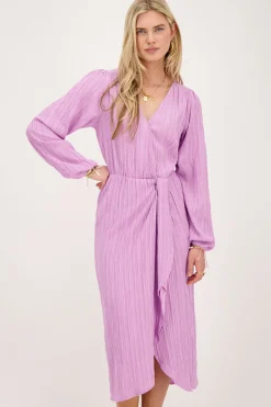 My Jewellery Robe Midi Froissée Violette Avec Chevauchement Violet/Violet clair Online