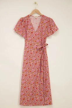 My Jewellery Robe Midi Lilas à Imprimé Floral Kaki Jaune/Orange/Violet clair/Vert New