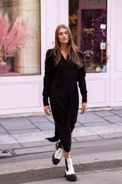 My Jewellery Robe Midi Noire Côtelée Sale