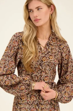 My Jewellery Robe Midi Noire Fleurie Clearance