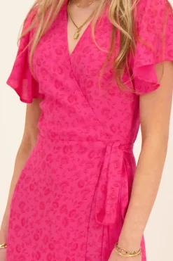 My Jewellery Robe Midi Portefeuille Avec Motif Floral Rouge Discount