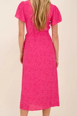 My Jewellery Robe Midi Portefeuille Avec Motif Floral Rouge Discount