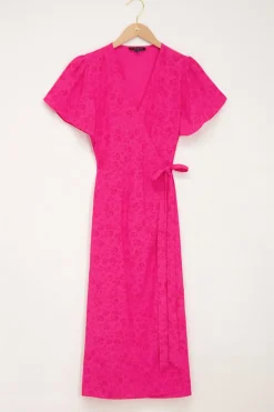 My Jewellery Robe Midi Portefeuille Avec Motif Floral Rouge Discount