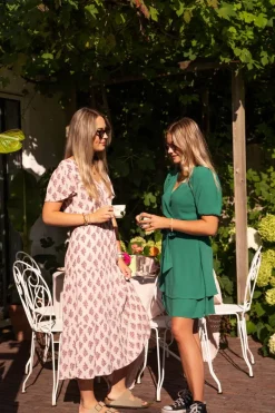 My Jewellery Robe Midi Rose Avec Col En V Profond Et Imprimé Online